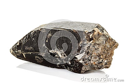 Macro mineral stone morros smoky quartz, morion rauchtopaz on a white background Stock Photo
