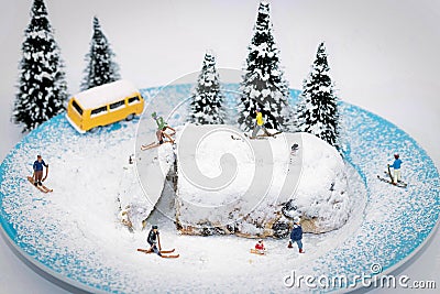 Macro of a Miniature skiers Stock Photo