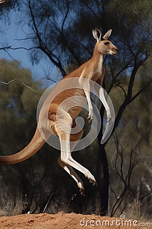 Kangaroo jumping in the air. Macro nature photography Stock Photo