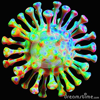 Neon colored coronavirus cell Stock Photo