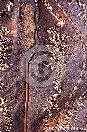 Macro of Old Leather Cowboy Boot Stock Photo