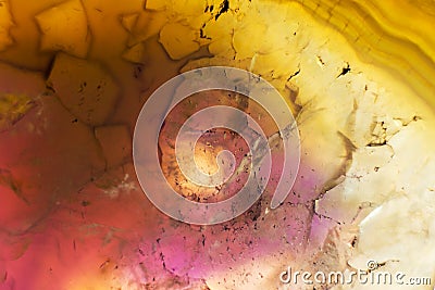 Macro photo of a colorful agate rock slice. Stock Photo