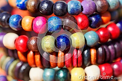 Different colored wood beads Stock Photo