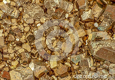 Macro photo of golden color pyrite cubes Stock Photo