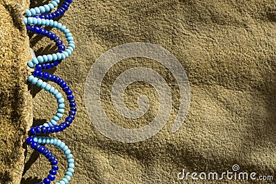 Native American Indian beadwork on a leather medicine bag. Stock Photo