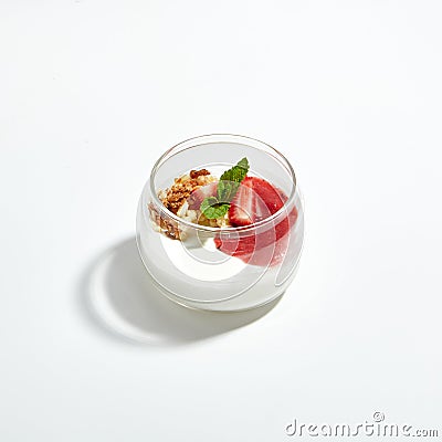 Macro Photo of Panacota with Homemade Yogurt and Berries Coolie Stock Photo
