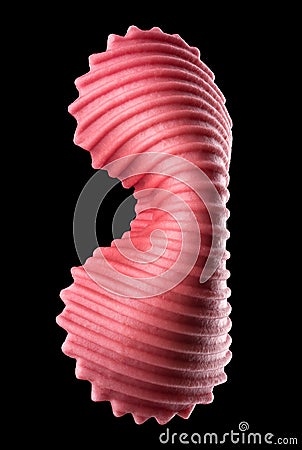 Macro photo of pink farfalle pasta isolated on black with clipping path Stock Photo