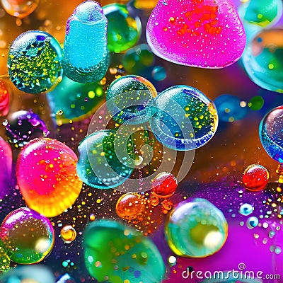 A macro photograph of colorful ink drops blending and diffusing in water, creating abstract patterns3, Generative AI Stock Photo