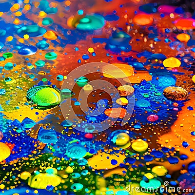 A macro photograph of colorful ink drops blending and diffusing in water, creating abstract patterns5, Generative AI Stock Photo