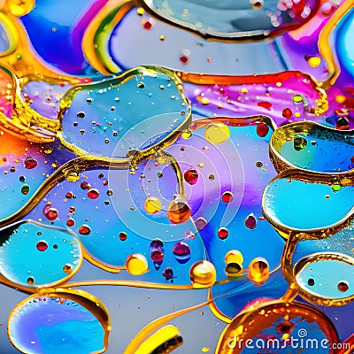 A macro photograph of colorful ink drops blending and diffusing in water, creating abstract patterns1, Generative AI Stock Photo