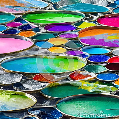 A macro photograph of vibrant watercolor paints blending and mixing, creating a captivating display of color and texture2, Gener Stock Photo