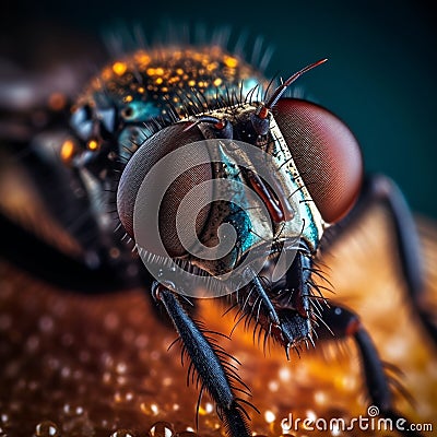 Macro Photography of Blowfly Isolated .generative AI Stock Photo