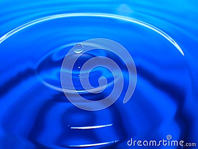 Macro photography of a blue water drop / ink drops splash and ripples, wet, conceptual for environmental, conservation, droug Stock Photo