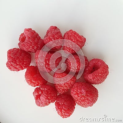 Bunch of fresh whole raspberries Stock Photo