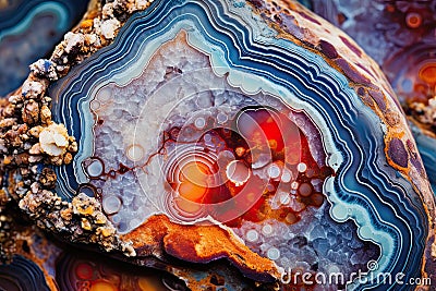 Macro photography of intricate patterns in a slice of agate Stock Photo