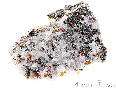 chondrodite and diopside crystals in calcite rock Stock Photo