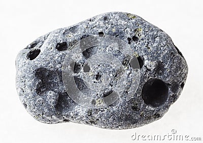 pebble from gray porous pumice stone on white Stock Photo