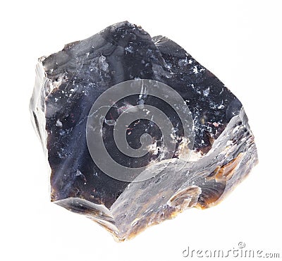 raw black flint stone on white Stock Photo
