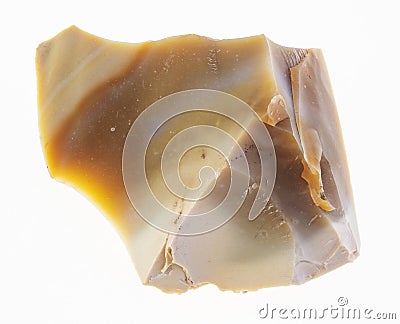 rough yellow Flint stone on white Stock Photo