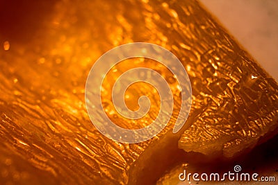 A macro picture of drops on a slice of pepper Stock Photo