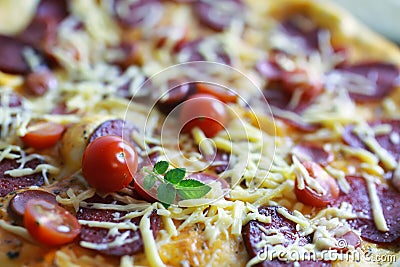 Macro pizza toppings Stock Photo