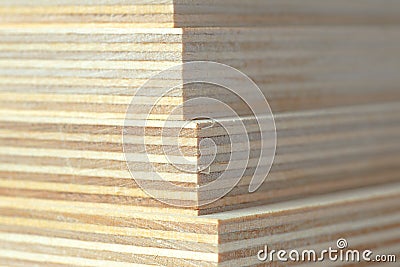 Macro plywood boards stacked Stock Photo