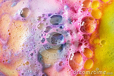 Macro rainbow bubbles of bath bombs texture Stock Photo