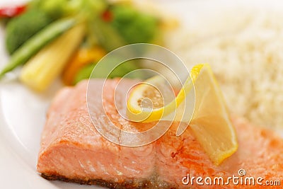 Macro salmon filet meal Stock Photo