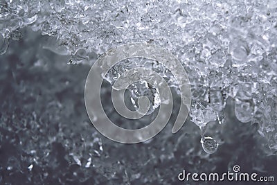 Macro of shimmering melting snow Stock Photo