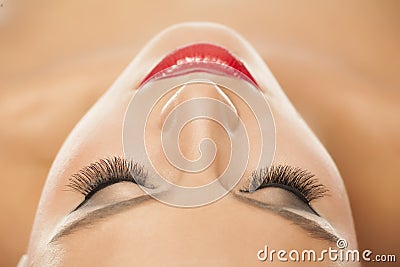 Eyelashes extensions Stock Photo