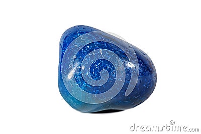 Macro shooting of natural gemstone. Mineral blue agate, Brazil. object on a white background. Stock Photo