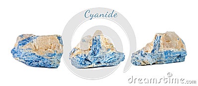 Macro shooting of natural gemstone. Raw mineral cyanide, Brazil. Isolated object on a white background. Stock Photo