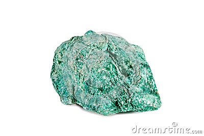 Macro shooting of natural gemstone. Raw mineral fuchsite. object on a white background. Stock Photo