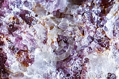 Macro shooting of natural gemstone. Raw mineral lepidolite. Stock Photo