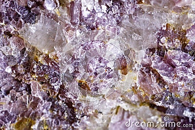 Macro shooting of natural gemstone. Raw mineral lepidolite. Stock Photo