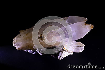 stone gypsum crystals on black background macro shooting of natural mineral from geological collection Stock Photo