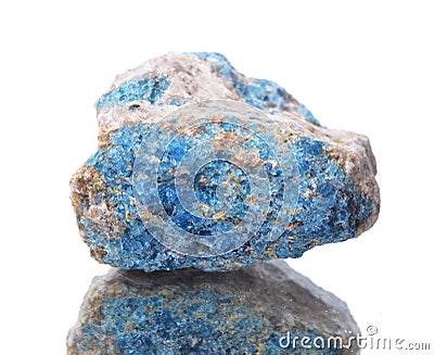 Macro shooting of natural mineral rock specimen - apatite, stone on an isolated white background Stock Photo