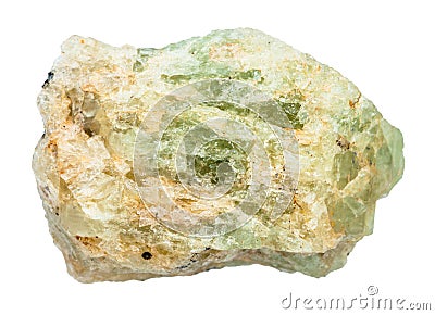 rough chrysoberyl (green beryl) crystal isolated Stock Photo