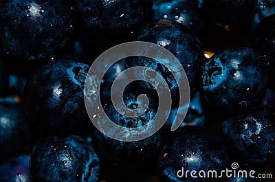 Macro shot of a bunch of blueberries Stock Photo