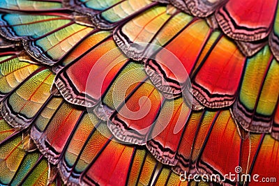 macro shot of a butterfly wing for a multicolored pattern Stock Photo