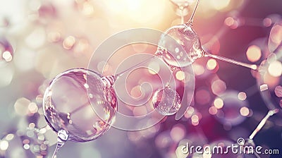 Macro shot captures molecular structure with atom connections against abstract backdrop. Ai Generated Stock Photo