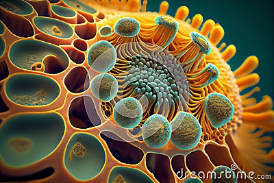 Macro shot of cell or molecule. Scientific image. Biology or chemistry abstract background Stock Photo