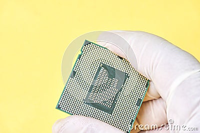 Macro-shot of computer microchip processor Stock Photo