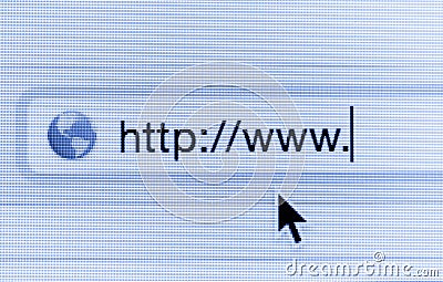Macro shot of computer screen with http:// address bar and web Stock Photo