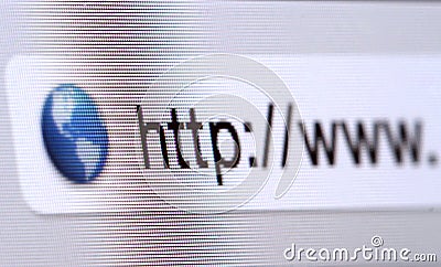 Macro shot of computer screen with http:// address bar and web Stock Photo