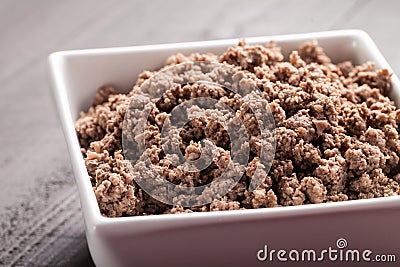 Macro shot of cooked ground meat Stock Photo