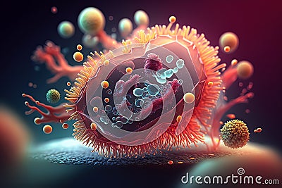 Macro shot of different types of microbes, probiotics, gram positive bacteria. Virus cells and bacteria of various shapes on Stock Photo