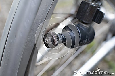 Macro shot of a dynamo at a bicycle Stock Photo