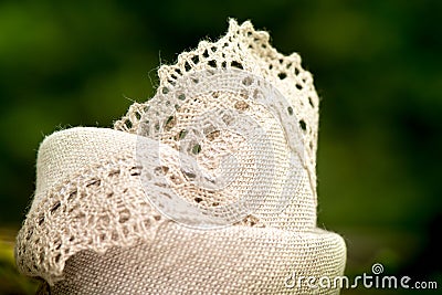 Shot of linen napkins with lace trim Stock Photo