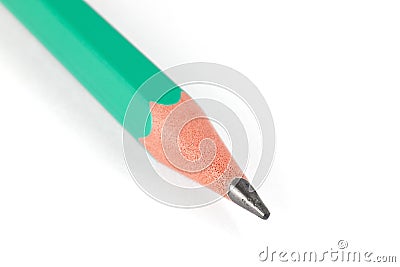 Macro shot of green pencil isolated on white Stock Photo